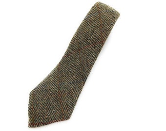 Men's Harris Tweed Tie Green Herringbone