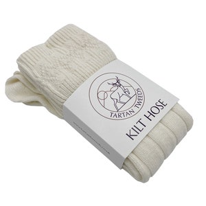 Men&#39;s Scottish Wool Blend Kilt Hose Socks Plain Cream