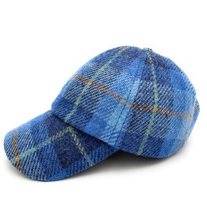 Harris Tweed Blue Check Traditionele Golf Baseball Verstelbare Cap Hat Unisex Made in Schotland