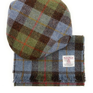 Macleod Tartan Harris Tweed Flat Cap Fringed Scarf Set Unisex Hand Made in Scotland Etsy UK