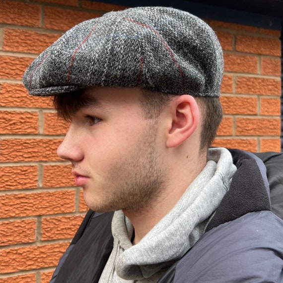 grey harris tweed flat cap