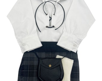 Grey Granite Tartan Baby Adjustable Kilt Outfit Newborn - 4 Years