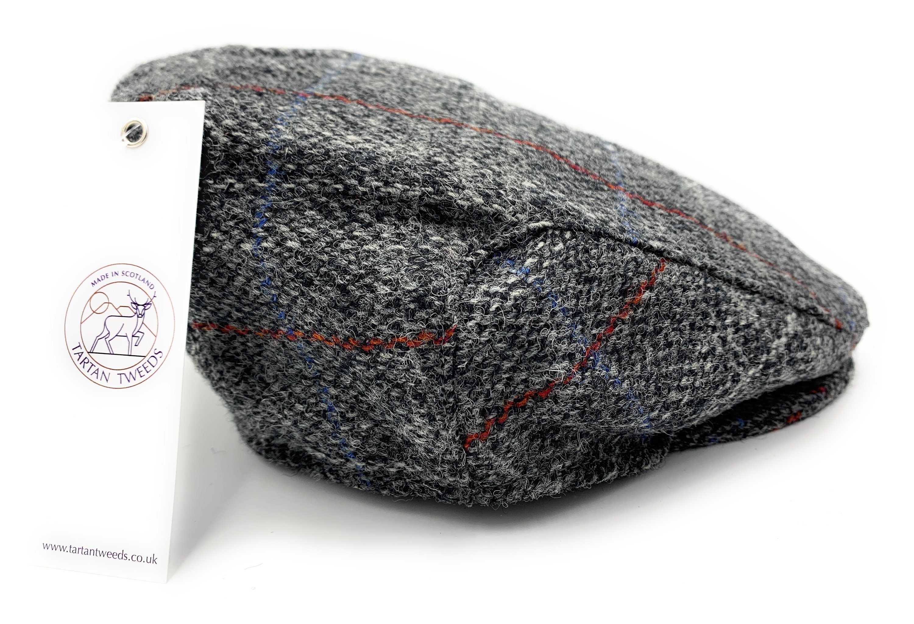 Authentic Men's Harris Tweed Flat Cap Grey Check Made in Etsy Australia