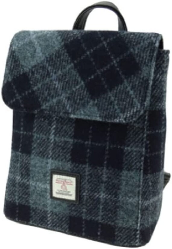 Harris Tweed Grey Black Tartan Small Backpack Daypack for - Etsy