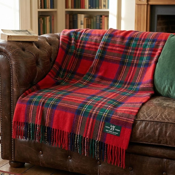 Royal Stewart Tartan 100% New Wool Blanket Throw Brand New