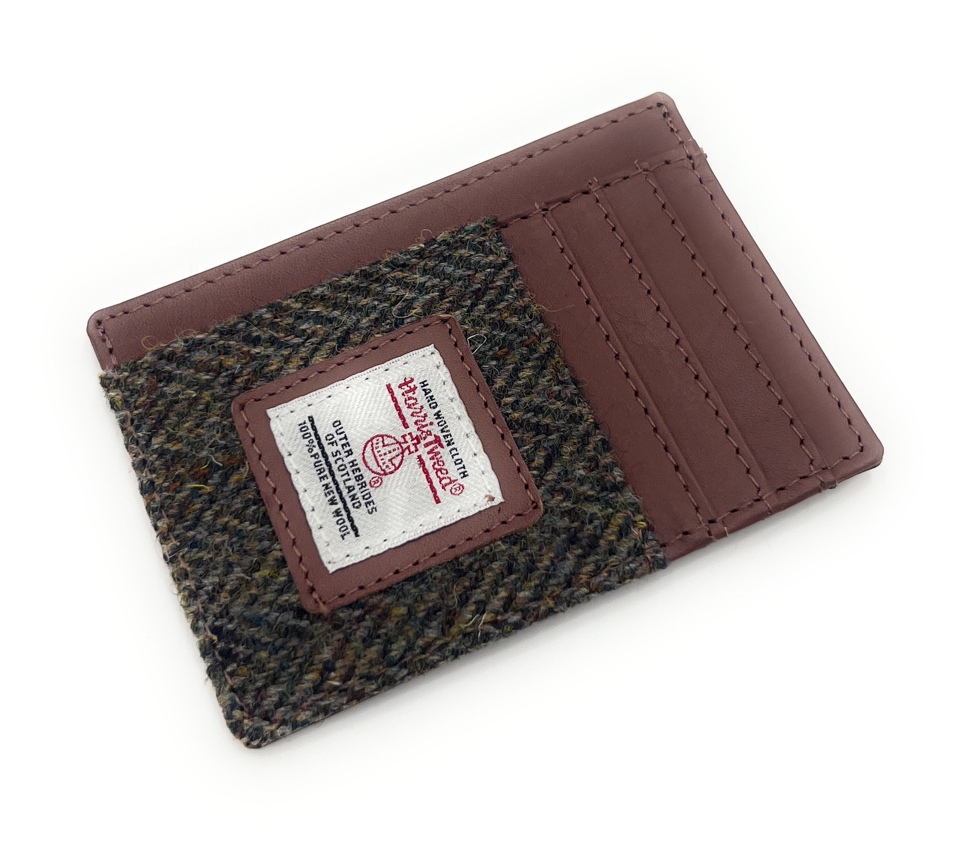 Harris Tweed Brown Herringbone Small Compact Card Holder Wallet ID