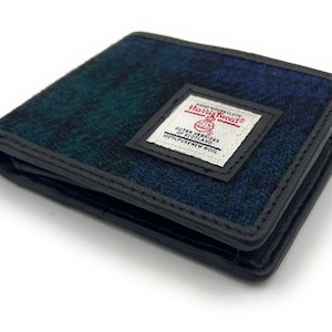 Portafoglio a tre ante in tweed Harris da uomo in tartan Black Watch