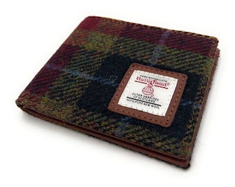 Mens Harris Tweed Rust Check Bifold Wallet Purse