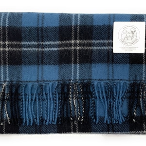 Ramsay Blue Lambswool Clan Tartan Scarf Made In Scotland Unisex