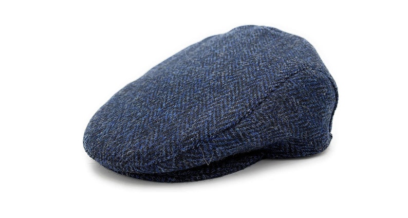 Authentic Men's Harris Tweed Flat Cap Navy Made In Scotland image 1