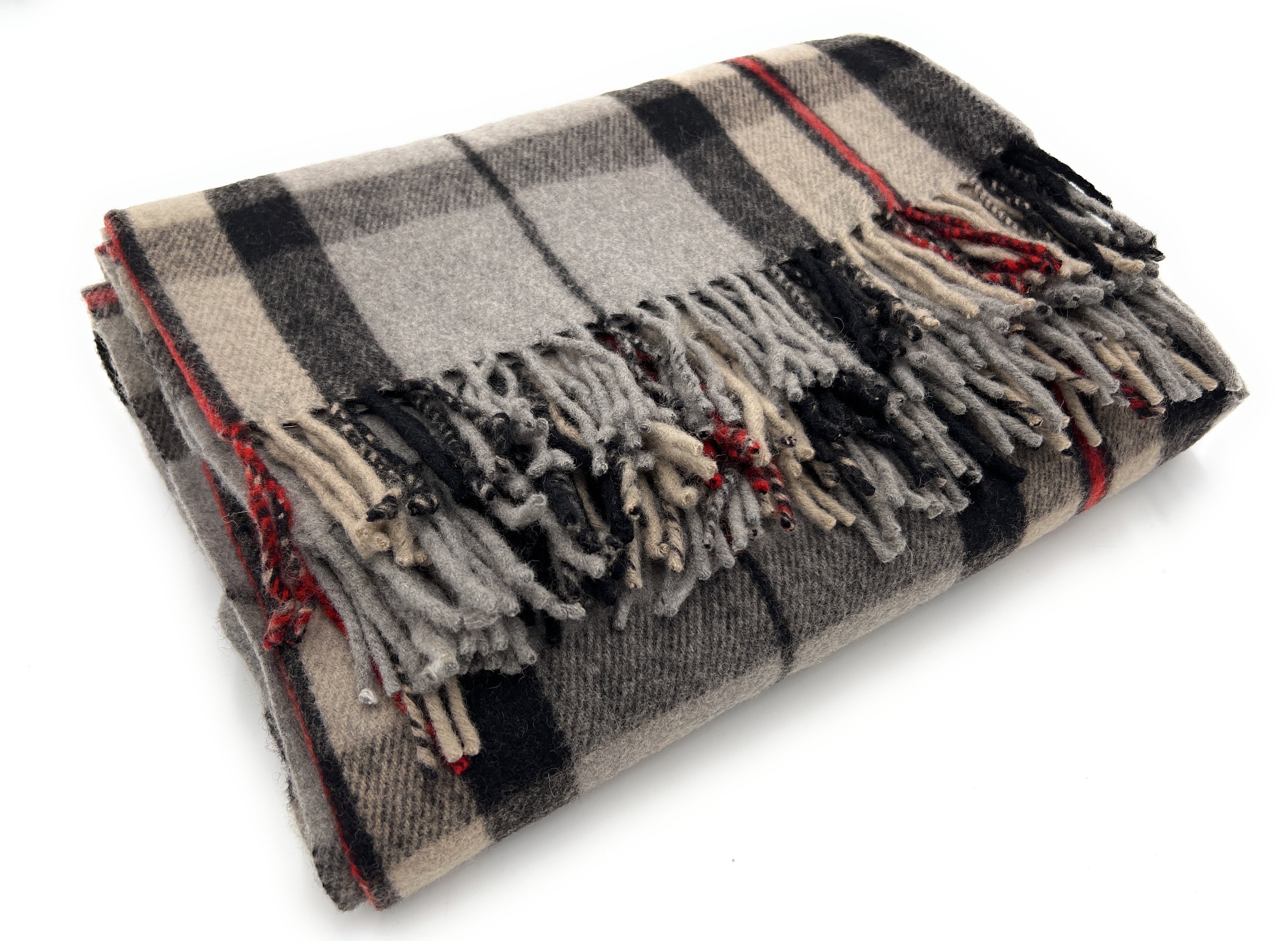 Thomson Grey 100% New Wool Large Tartan Blanket Throw