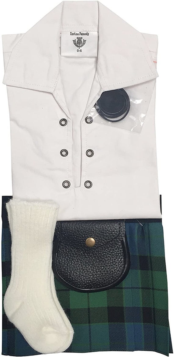 Clothing Scottish Baby Kilt Outfit 1224 Month Tartans Plaids Kilt Sporran Shirt Socks Baby