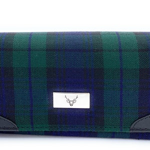 Reloj negro Tartan Monedero Largo Monedero con Sección Zip & Card para Mujeres 20cm W x 10cm H x 3cm