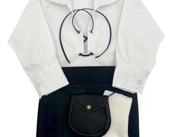 Black Watch Tartan Baby Adjustable Kilt Outfit, Shirt, Socks, Kilt And Sporran 0-24 Months