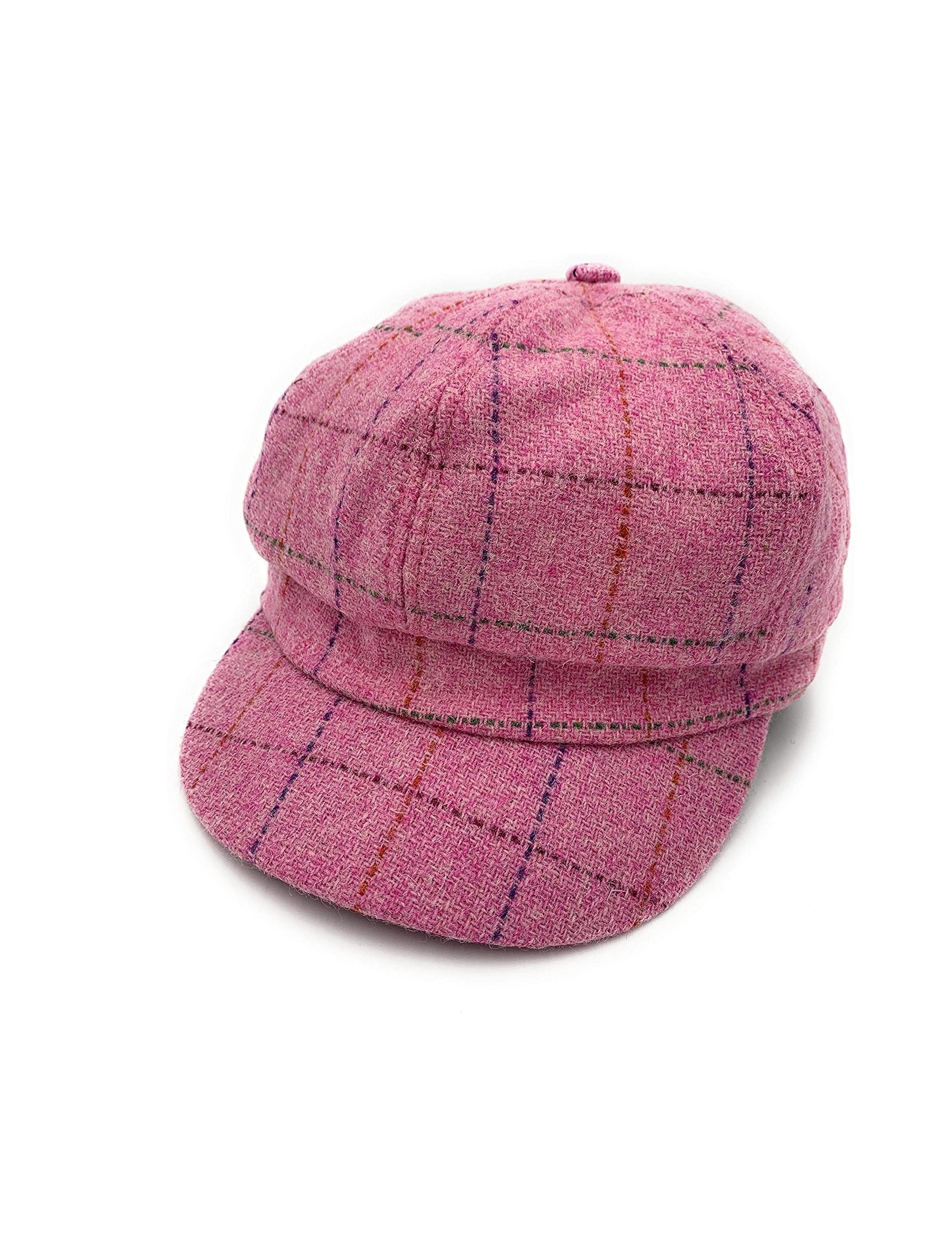 Women's Harris Tweed Baker Boy Cap Bright Pink With Etsy