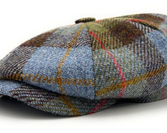 Cappellino da strillone Harris Tweed Macleod Tartan Traditional Peak Eight Panel Prodotto britannico S-XXL