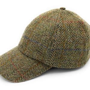 Harris Tweed groene visgraat traditionele golf baseball verstelbare pet hoed uniseks één maat Gemaakt in Schotland