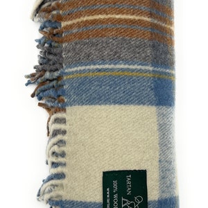 Stewart Muted Blue 100% New Wool Knee Blanket Quality Rug 172cm x 78cm Brand New image 2