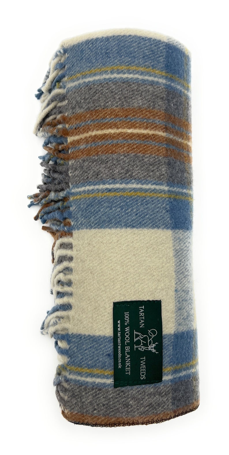 Stewart Muted Blue 100% New Wool Knee Blanket Quality Rug 172cm x 78cm Brand New image 2