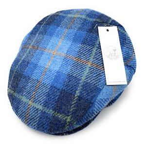 Authentic Harris Tweed Flat Cap Hat Blue Check Made in Scotland - Etsy