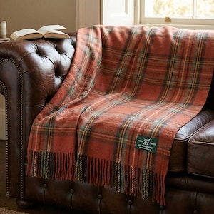 Antique Royal Stewart Tartan 100% New Wool Blanket Throw Brand New