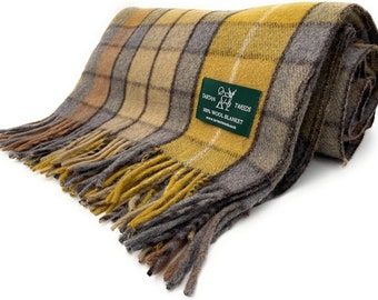 Buchanan Natural 100% New Wool Large Tartan Blanket Throw