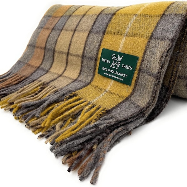 Buchanan Natural 100% New Wool Large Tartan Blanket Throw