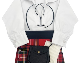 Completo kilt regolabile Royal Stewart Tartan per neonato - 4 anni