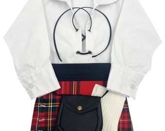 Completo kilt regolabile Royal Stewart Tartan per neonato - 4 anni