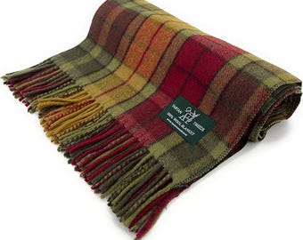 Buchanan Autumn 100% New Wool Tartan Knee Blanket Quality Rug 172cm x 78cm