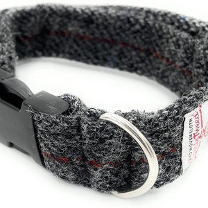 Harris Tweed Grey Check Handmade Dog Collar