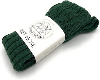 Men's Scottish Wool Blend Kilt Hose Socks Plain Green