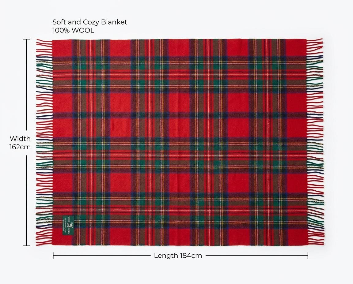 Royal Stewart Tartan 100% New Wool Blanket Throw Brand New