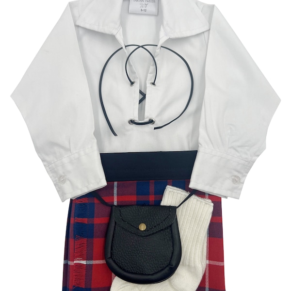 Hamilton Red Tartan Baby Adjustable Kilt Outfit, Shirt, Socks, Kilt And Sporran 0-24 Months