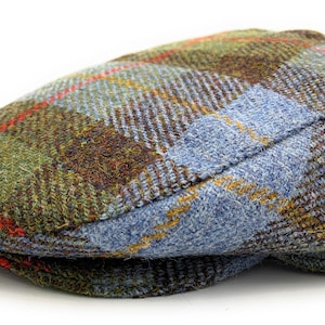 Heren Harris Tweed Flat Cap Macleod Tartan Comfort Fit Gewatteerde voering Made in Scotland