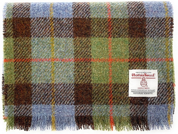 Sciarpa in lana con motivo tartan, bordeaux, blu e bianco