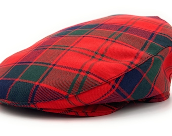 May include: A red, green, and blue plaid newsboy cap.