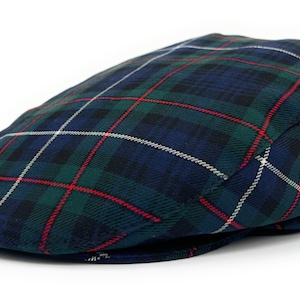 Berretto piatto da caccia in tartan Robertson, prodotto in Scozia