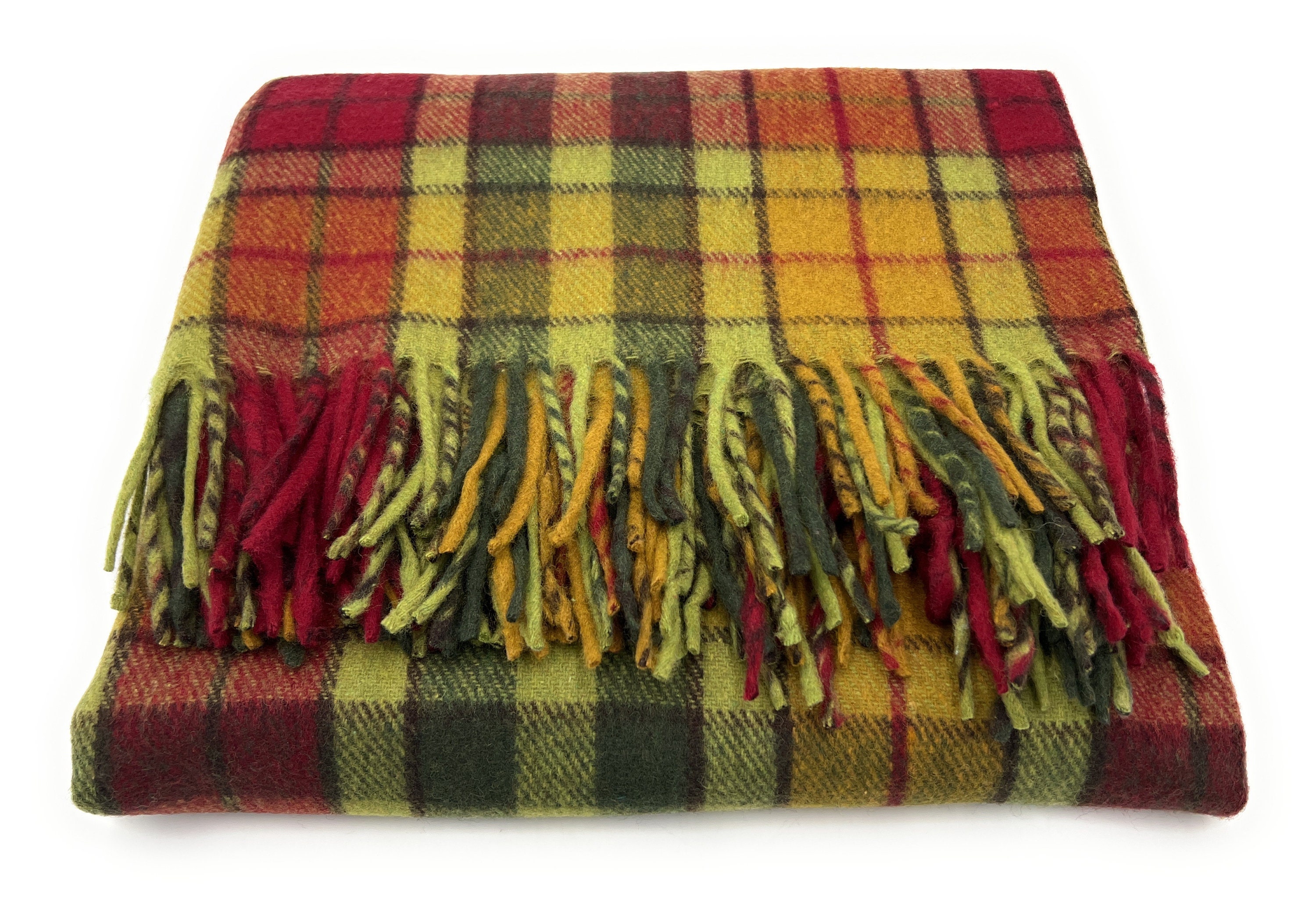 Tweed Blankets Mackellar Natural Tartan 75% Wool Scottish Highland Throws Rugs 