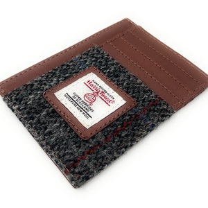 Harris Tweed Gris Check Pequeño Tarjetero Compacto Monedero Tarjeta de Identificación Ventana Unisex