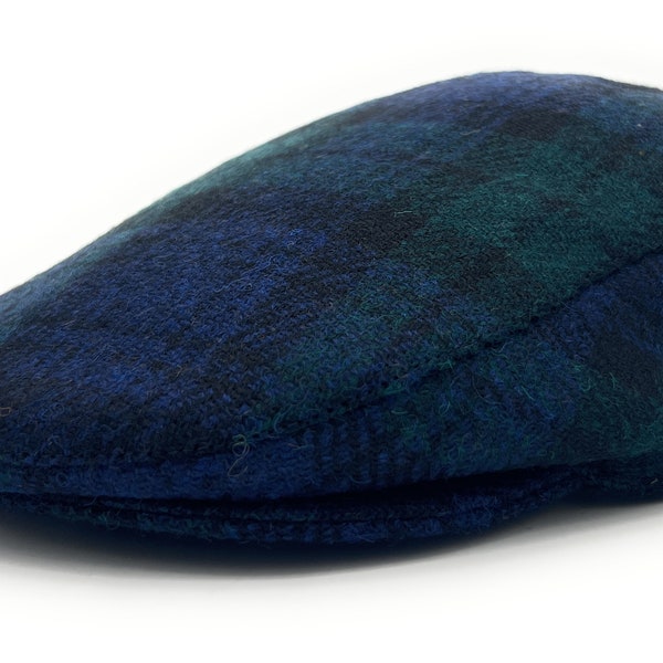 Black Watch Tartan Harris Tweed Casquette Plate Unisexe Fait à la main en Ecosse S-XXL / Taille unique