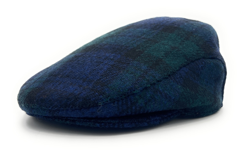 Black Watch Tartan Harris Tweed Flat Cap Unisex Hand Made in Scotland S-XXL / One Size image 1