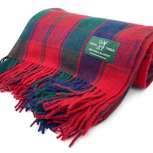 Robertson Red 100% New Wool Large Tartan Blanket Throw
