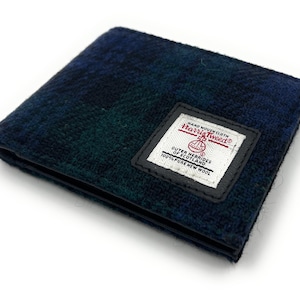 Monedero con dos pliegues de Harris Tweed para hombre de Black Watch Tartan