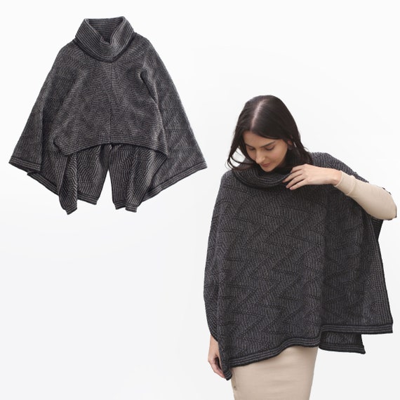 【タグあり】Na.e Wool Poncho グレー Women's Pure Alpaca Wool Poncho Charcoal Grey Warm One Size - Etsy