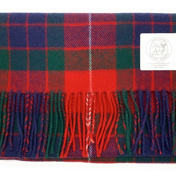 Fraser Red Lambswool Clan Tartan Schal, hergestellt in Schottland, Unisex