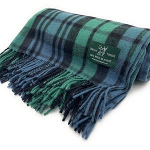 Campbell Ancient 100% New Wool Large Tartan Blanket Throw