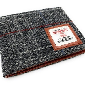 Mens Harris Tweed Gris Cheque Bifold Cartera Cartera Cartera