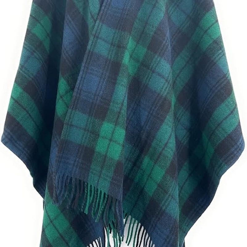 Green Plaid Wool Ruana - Etsy UK