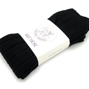 Mens Scottish Acrylic Wool Kilt Hose Socks Plain Black